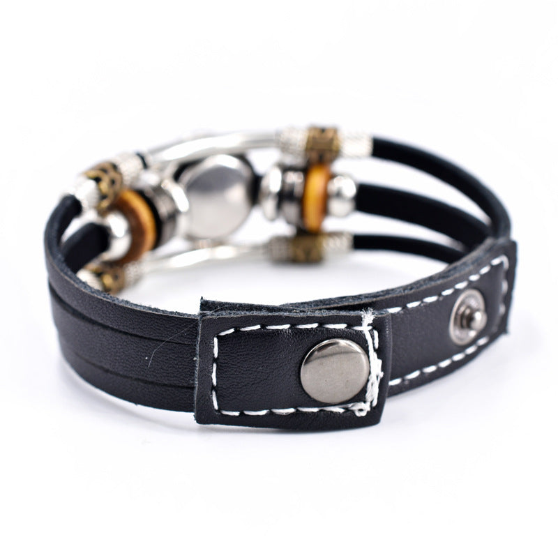 Pulsera de cuero de cuero de dos parejas de constelation de constelación al por mayor